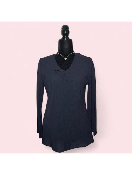 Tops - Braemar Petites Dark Blue Long Sleeve Blouse
